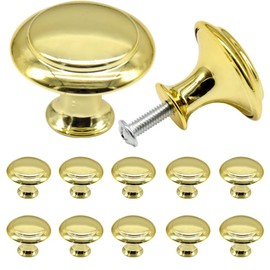Yosawo Pack of 12 Furniture Knobs, Round Cabinet Knobs, Drawer Handles, Door Handles with Screws (Gold/30 mm)