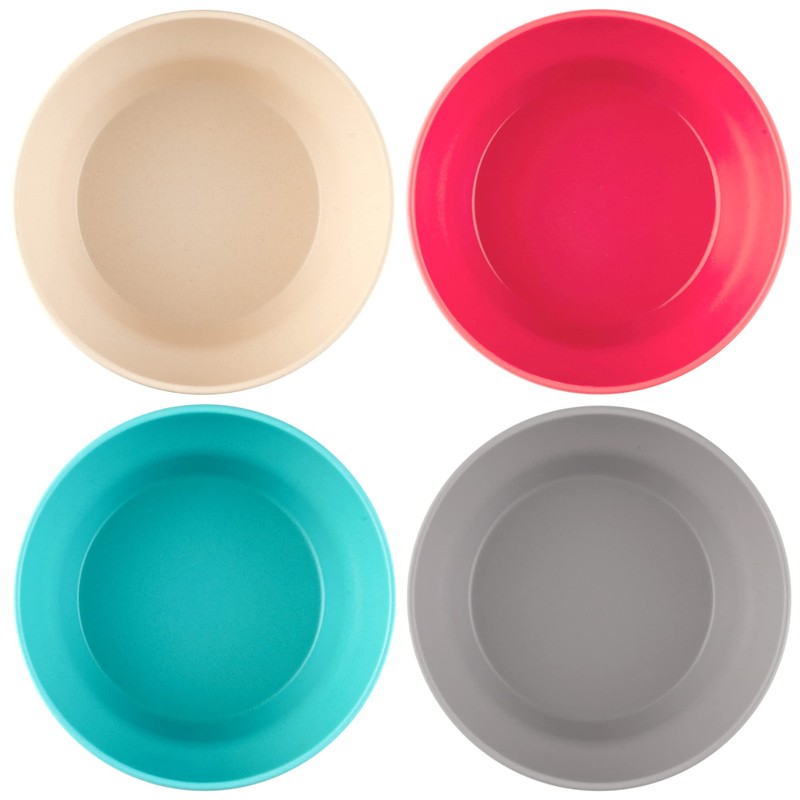 GET FRESH Bamboo Bowls 4 Pack, Bamboo Fiber Dinnerware Set,