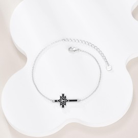 ANGSAU Star of David Cross Bracelet Sterling Silver Jewish Star Bracelet Judeo Christian Religious Jewelry Gift for Men Women