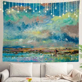 Shrahala Modern Bright Wall Tapestry, Fine Bright Abstraction Designed In Modern Oil On Wall Hanging Large Tapestry Decoration Polyester Fiber White Hem Around For Dorm Room Bedroom 30 X 40 In