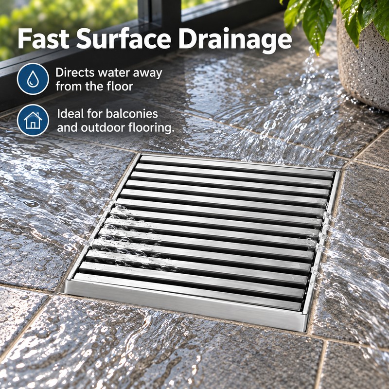 304 Stainless Steel Floor Drain for Balcony Drainage – 10