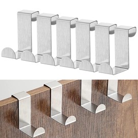 5 pcs Over Cabinet Towel Hook The Door Hooks Hanger Z Shaped Metal Back Hangers Sturdy Reversible Kitchen Closet Clothes Coats Organizer
