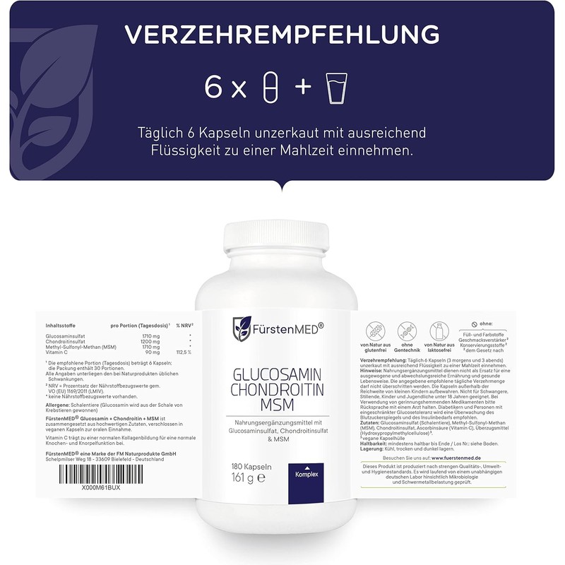 FürstenMED® Glucosamine + Chondroitin + MSM Capsules – High Dose