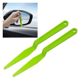 2PCS Car Window Tint Tools, Flexible Vinyl Wrap Squeegee with Long Handle, Plastic Shank Gasket Squeegee Corner Scraper with Flat Lip, Micro Squeegee for Car Window Tinting Application (Green)