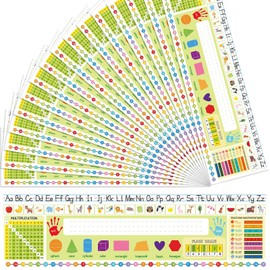 36 Pcs Self Adhesive Name Tags Students Name Plates for Desks Multipurpose Manuscript Nameplates with Multiplication Fractions Alphabet Left/Right Place Value for Back to School Supplies 14 x 4Inch