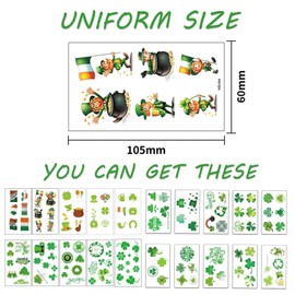 20 Sheet St.Patrick's Day Shamrock Tattoos,Shamrock Temporary Tattoo Stickers for Kids Adults,St. Paddy's day Irish Tattoo Sticker Clover Tattoos,Parade and Favors Party Decorations