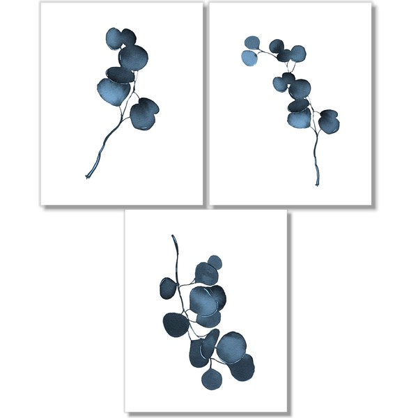 Botanical Prints Wall Art - Eucalyptus Leaves Decor - Blue