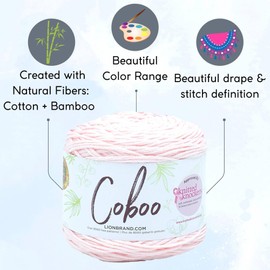 Lion Brand Coboo Pale Pink 835-102 (3-Skeins - Same Dye Lot) DK Light Worsted #3 Cotton, Bamboo Yarn for Crocheting and Knitting with Project Bag
