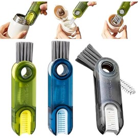 3PCS Cepillo para Botellas,Cepillo Limpiador Tazas Multifuncional 3 en 1,Cepillo de Limpieza para Juntas Huecos Multifuncional,Cepillo Limpiador portá