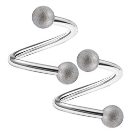 KJM Fashion Pack of 2 Stainless Steel Twister 1.2 mm 16 g Cartilage Tragus Earrings, Metal