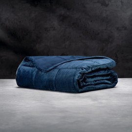 LUXOME Full Size Weighted Blanket | Integrated Cooling & Plush Cover | 15 lbs | 54"x72" | Navy