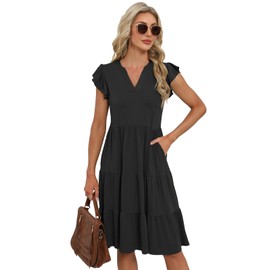 Summer Dresses for Women 2025 Elegant Classy Denim Dress Linen Business Casual Airy Skirt Plus Size T Shirt Midi Beach Clothes Boho Maxi Sundresses Fall Fashion Must Haves Black Large