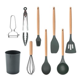 hiino kano Kitchen Tools Set, Cookware, 12 Pieces/9 Piece Set, Living Alone, Kitchen Utensils, New House Celebration, Mother's Day Gift, Heat Resistant, Durable, Wooden Handle, Suitable for Japanese,
