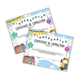 Kindergarten Certificate of Completion Graduation Diploma 30pk 8.5x11” 90’s Seed Friendship Bracelet Checkered Neutral Award Theme Trendy Minimalist