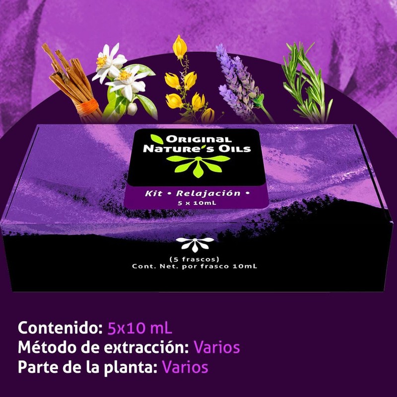 ORIGINAL NATURE'S OILS Kit Relajación de 5 aceites Esenciales para