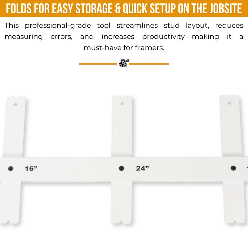 Big Foot Folding Layout Stick – Adjustable Stud Spacing Tool