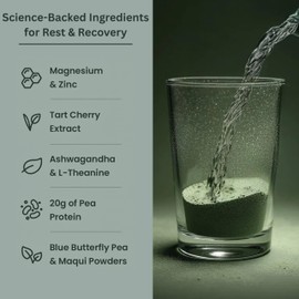 Better Tomorrow Nighttime Recovery Protein – 20g Plant-Based Pea Protein + Adaptogens | Sleep Support, Muscle Recovery, Stress Relief | Vegan, Dairy-Free, No Artificial Sweeteners