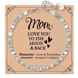 ZOKCC Birthday Gifts for Mom from Daughter Son Healing Natural Stone Moonstone Beads Bracelets for Women - Christmas Mothers Day Gifts for Bonus Mom Godmother Mama Mommy to Be