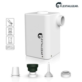 FLEXTAILGEAR - MAX Pump Plus Portable Air Pump with 3600mAh Battery USB Rechargeable Lightest Air Pump to Quick Inflate Deflate for Pool Floats Air Bed Air Mattress Swimming Ring (White)
