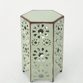 Elliot Outdoor 14 Inch Sunburst Iron Side Table (Crackle Green)