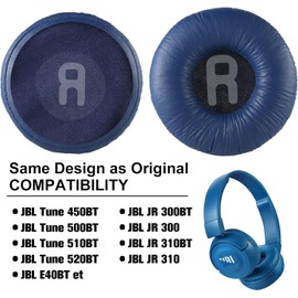 Yizhet Replacement Ear Pads Compatible with JBL T500BT T450BT TUNE510BT TUNE520BT, JBL JR300BT 310BT Headphones with Memory Foam (PU Blue)