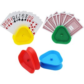Playing Card Game Holder - Little Hands Cards Tray for Kids, Seniors, Hands Free Cards Holders for Cards Game, Poker Parties, Family Card Game Nights, 4 Colors, Set of 4