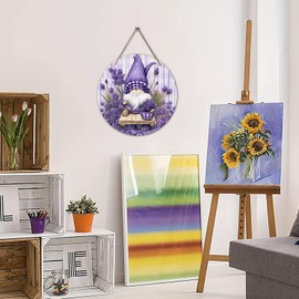 Welcome Front Door Sign - Wooden Wreath Purple Outdoor Decor 7.87 Inches,Wood Door Hanger, Front Door Hanger for Outdoor Outside Porch