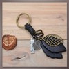 One Limitation AN066 Keychain, Charm, Leather, Retro, Leaf Design, Casual,