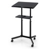 Tangkula Mobile Lectern Podium, Height-Adjustable Rolling Laptop cart with Tilting