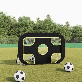 vidaXL Sturdy Football Goal Net with Target – Multifunctional, Portable, Outdoor Sports Equipment – Easy Carrying with Bag – Black - 47.2"x31.5"x31.5"