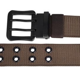 Sportmusies Men’s Nylon Military Tactical Belt Double Pin Buckle Casual Waist Belt Outdoor Sport Belt with Alloy Buckle, Brown