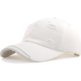 TSSGBL 100% Cotton Soft Distressed Baseabll Cap Vintage Dad Hat Adjustable Plain Low Profile Headwear Ball Caps for Women Men White