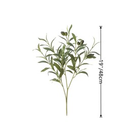 CURTEK 4 Pcs Artificial Olive Branches for Vases 19 Inch Faux Olive Branch Stems Leaves with Fruits for Home Decor Weddings Party Vase Decorative Floral Arrangement