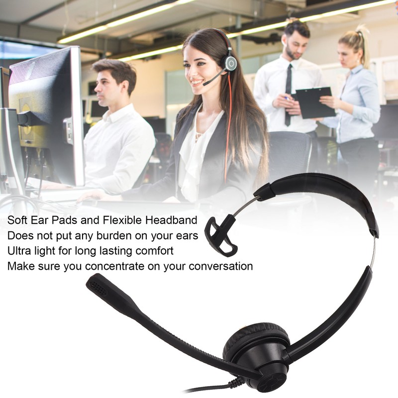 Telephone Headset Noise Reduction Volume Control 3.5mm Straight Plug Unilateral