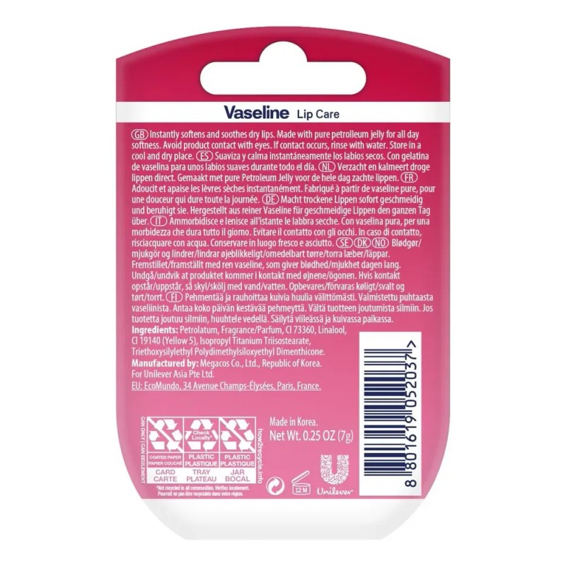 Vaseline Hidratante Protector de Labios Therapy Rosy Lips 7g