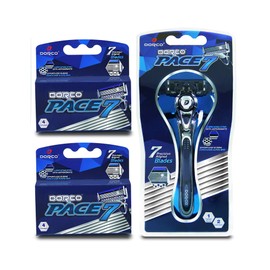 Dorco Pace 7 - Shaving Razor System for Men with Seven Curved Blades - Value Pack (10 Cartridges + 1 Handle)