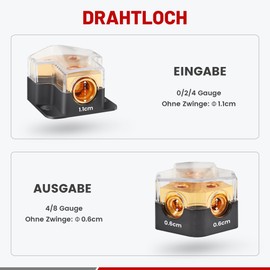 RED WOLF 2-Way Distribution Block Power Distribution Block for Car Boat Audio Stereo Amplifier Power Distribution Block 1 in 2 Out Block Splitter