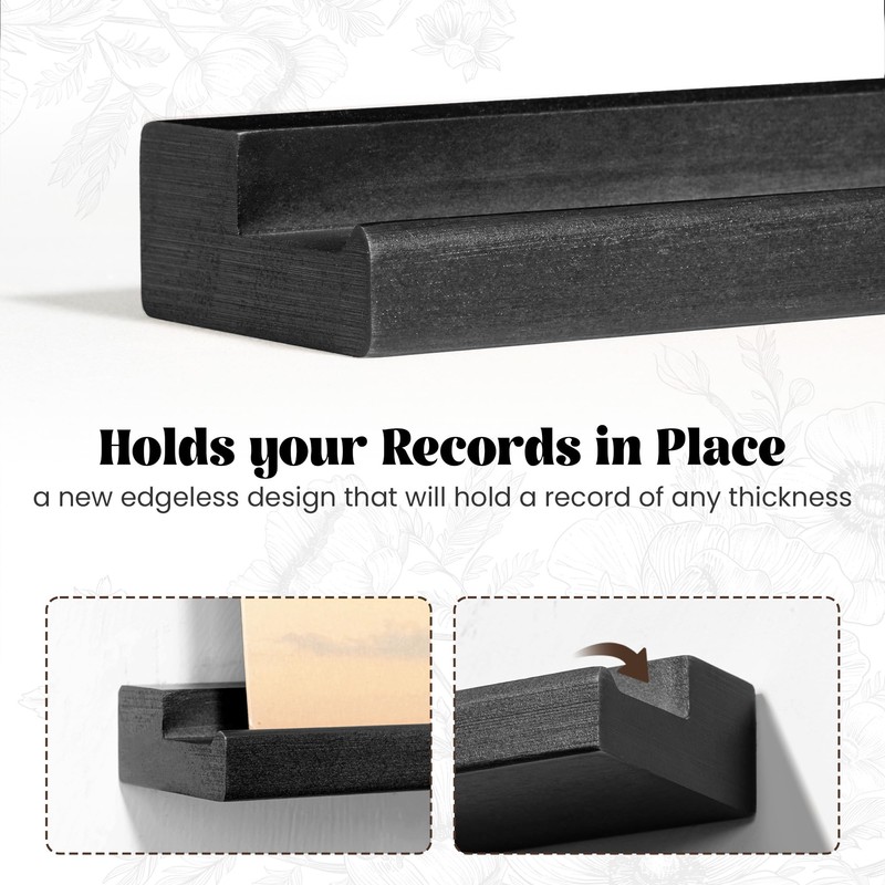 RICHFOCUS Vinyl Wall Mount, 6 Pack Solid Wood Vinyl Record
