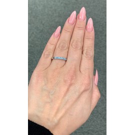 .925 Sterling Silver 1/3 Cttw Natural Blue Topaz Gemstone December Birthstone Stacking Ring- Size 6