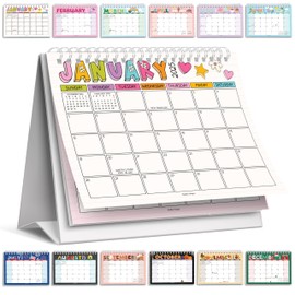 Small Desk Calendar 2025 – 18-Month Standing Flip Calendar for Desk, Compact Doodle Desk Calendar 2025-2026, Mini Flip Desk Calendar for Office and Home