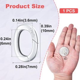 Pndeyo 925 Sterling Silver Oval Jewelry Clasps, Hypoallergenic Necklace Enhancer Shortener, Spring Bail Clasp Rings Connector Carabiner for Bracelet Anklet Jewelry Making (S)