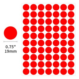 Ouzoustate 1400 PCS Red Circle Dot Stickers 3/4" Round Color Coding Label Stickers (Red)