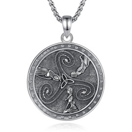 AEONSLOVE Hecate Goddess Medal Silver 925 Goddess Lilith Chain for Women, Hecate Wheel Necklace, Triple Moon Goddess Pendant, Witch Jewellery, Sterling Silver