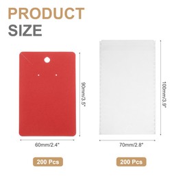 PATIKIL Earring Display Cards 200 Pcs Necklace Holder Cards with 200 Pcs Jewelry Packaging for Earring Necklace Jewelry Craft Display Packaging Supplies (Red, 3.5 x 2.4 Inches)