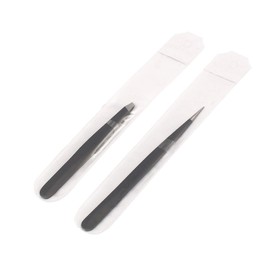 G.S Tweezers Set - Stainless Steel Slant Tip and Pointed Eyebrow Tweezer Set - Great Precision for Facial Hair, Ingrown Hair, Splinter, Blackhead and Tick Remover (Black) Best Quality