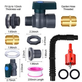 Sacubee 2 Sets 3/4 Inches Rain Barrel Spigot Kit Water Barrel PVC Garden Diverter Kit Include Bulkhead Fitting Hose Faucet Adapter and Thread Seal Tape for Home Outdoor(Metal Style)