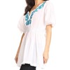 Sakkas 5303 - Octavia Smocked Dolman Sleeve Fringe Blouse with