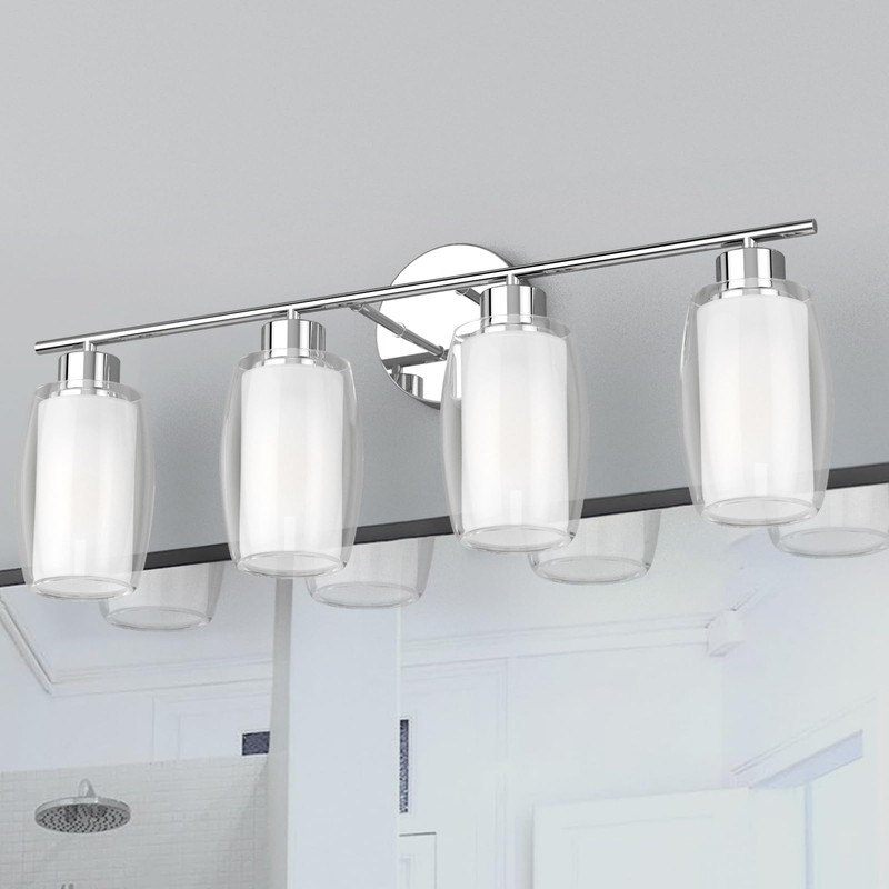 Aipsun 4 Lights Bathroom Light Fixture Chrome Vanity Lights Up