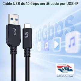 Cable Matters [Certificación USB-IF] Cable USBA a USB C de 10Gbps Gen 2 - 3.3 pies, Cable USBC a USBA, Negro, Compatible con iPhone 16/15 Pro Max/Plus