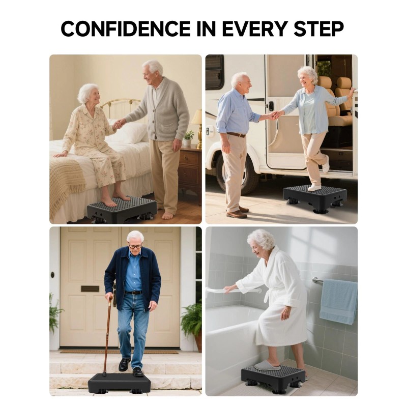 LIFTOZA Adjustable Step Stool for Adults, Bed Step Stools, 600